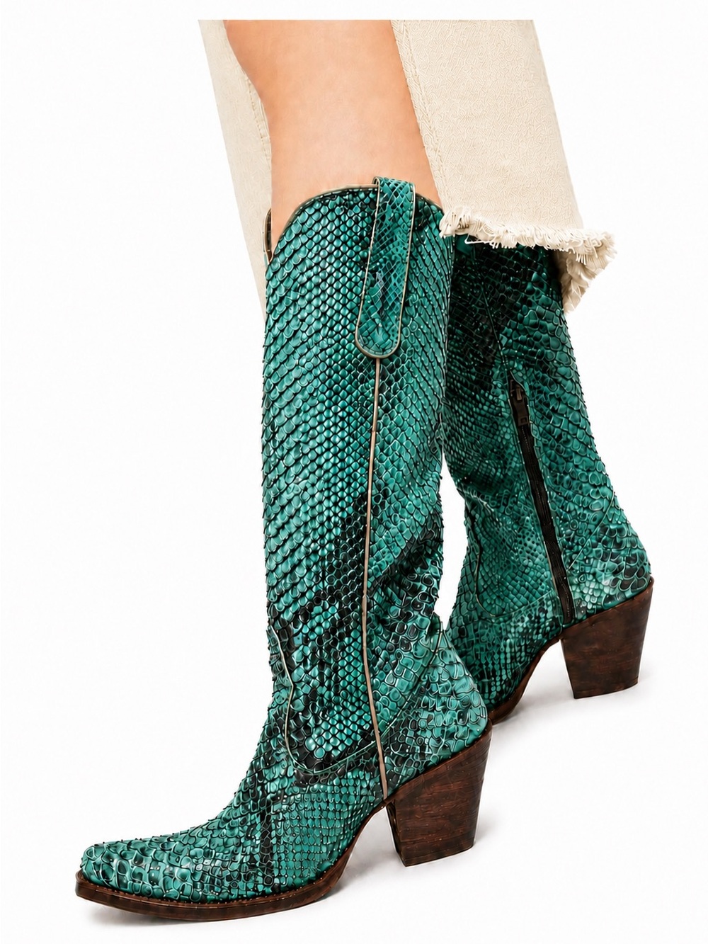 Corral A4448 Turquoise Full Python Snip Toe Tall Western Boots BNWT Sz 7